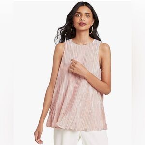 A New Day Women's Crewneck Crinkle Shine Tank Top Top (Pink, size small)